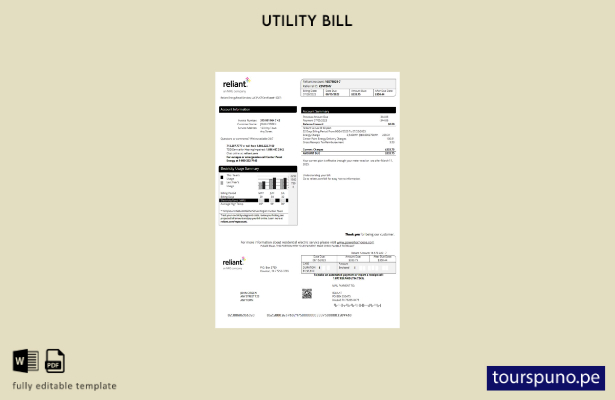 lista para imprimir plantilla de factura de servicios públicos de Reliant de EE.